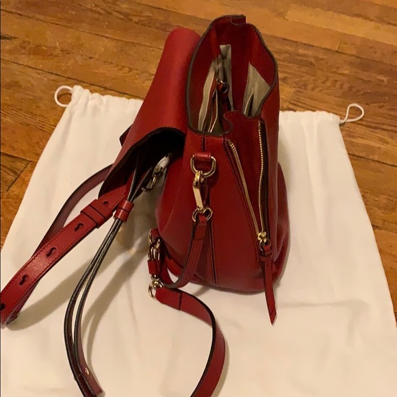 CHLOE Small Faye Leather Suede Backpack Bag Red - Picture 7 of 8